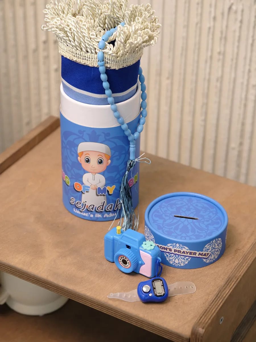 Kids Islamic Prayer Gift Set (Blue & Pink) – Complete Namaz Starter Kit for Children