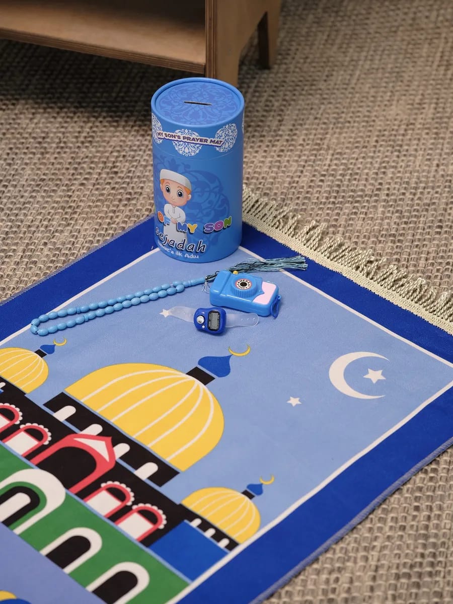 Kids Islamic Prayer Gift Set (Blue & Pink) – Complete Namaz Starter Kit for Children