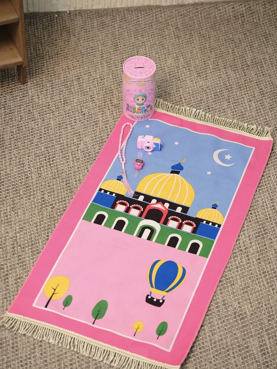 Kids Islamic Prayer Gift Set (Blue & Pink) – Complete Namaz Starter Kit for Children