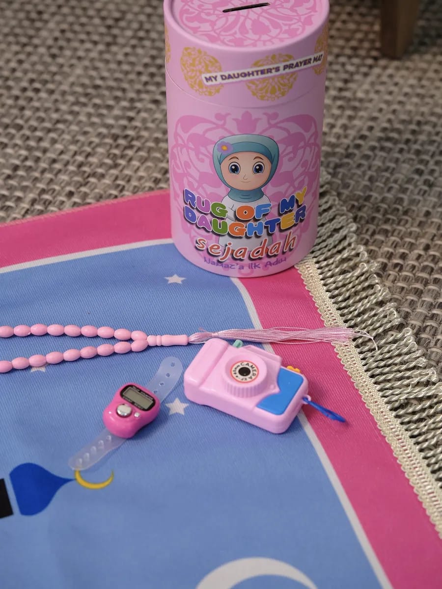 Kids Islamic Prayer Gift Set (Blue & Pink) – Complete Namaz Starter Kit for Children