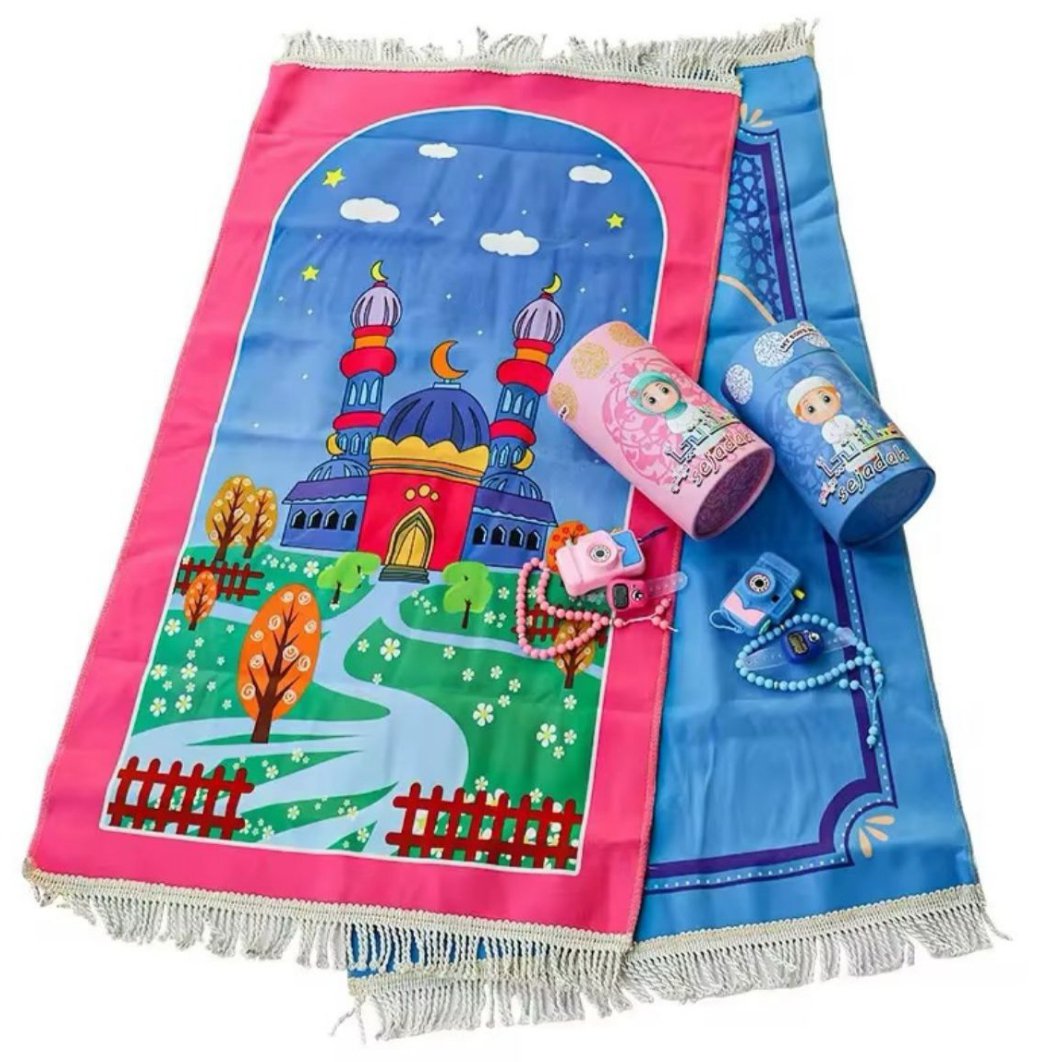Kids Islamic Prayer Gift Set (Blue & Pink) – Complete Namaz Starter Kit for Children