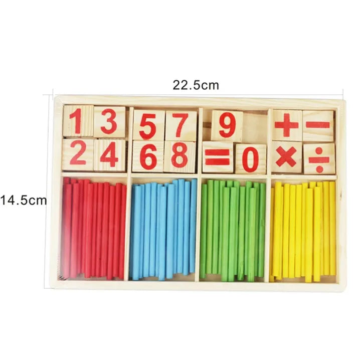Figure Blocks & Counting Sticks Set – Montessori Mathematical Wooden Toy Box!