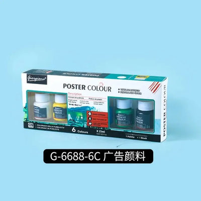 Poster Paint Set – 6 Basic Colors, 25ml Tubes for Artists of All Levels!