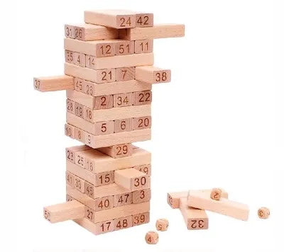 Keep Smiling Wooden Number Jenga Game – Premium Math Learning & Stacking Fun!