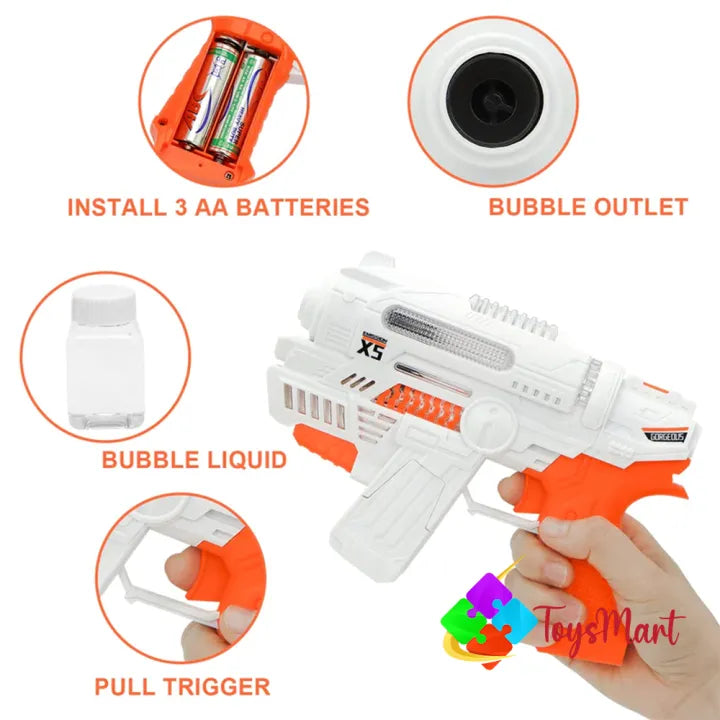 The Toys Mart Bubble Gun for Kids - Automatic Electric Bubble Machine Gun with Lights, Music & Rapid-Fire Bubble Blasting - Includes Bubble Liquid (Assorted Color)
