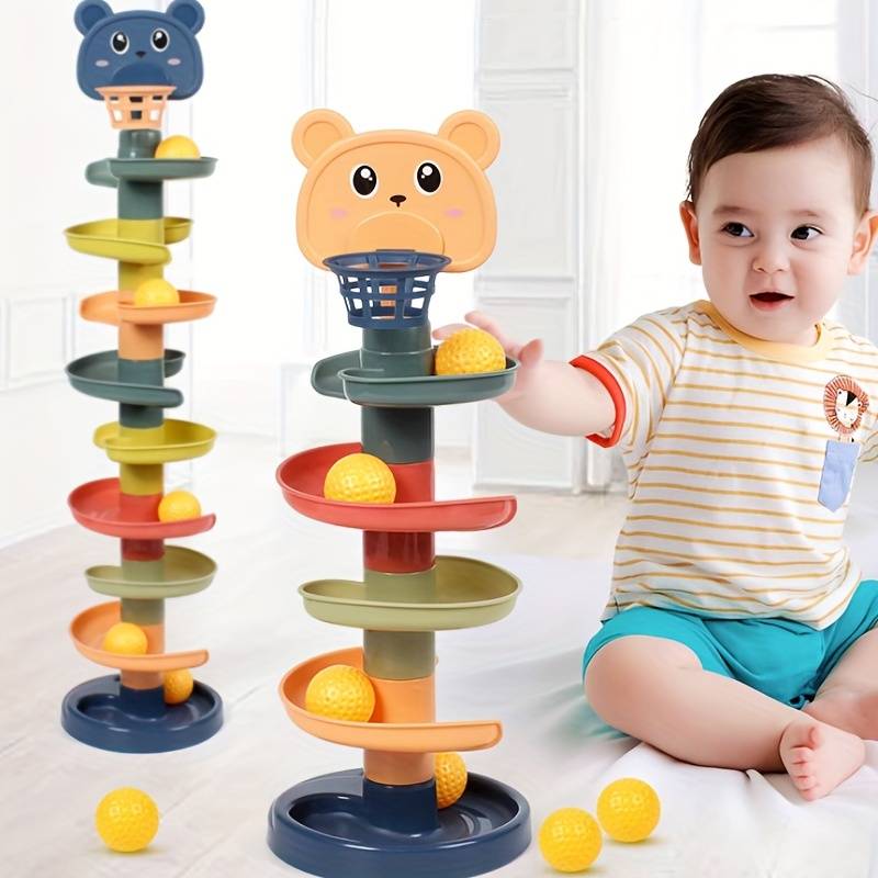 FunBlast Kids Rolling Ball Tower Toy - Educational Marble Run & Drop Track Game with Colorful Balls, Developmental Stacking Toy for Toddlers & Children (Multicolor)