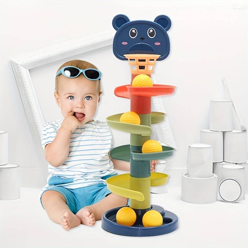FunBlast Kids Rolling Ball Tower Toy - Educational Marble Run & Drop Track Game with Colorful Balls, Developmental Stacking Toy for Toddlers & Children (Multicolor)