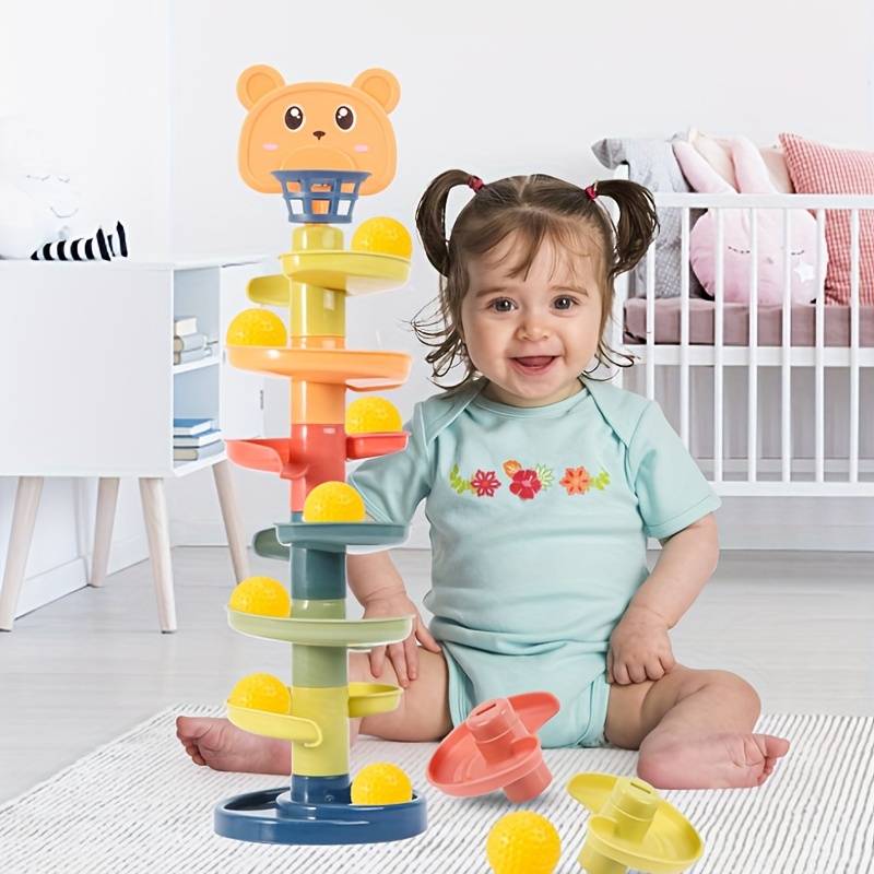 FunBlast Kids Rolling Ball Tower Toy - Educational Marble Run & Drop Track Game with Colorful Balls, Developmental Stacking Toy for Toddlers & Children (Multicolor)