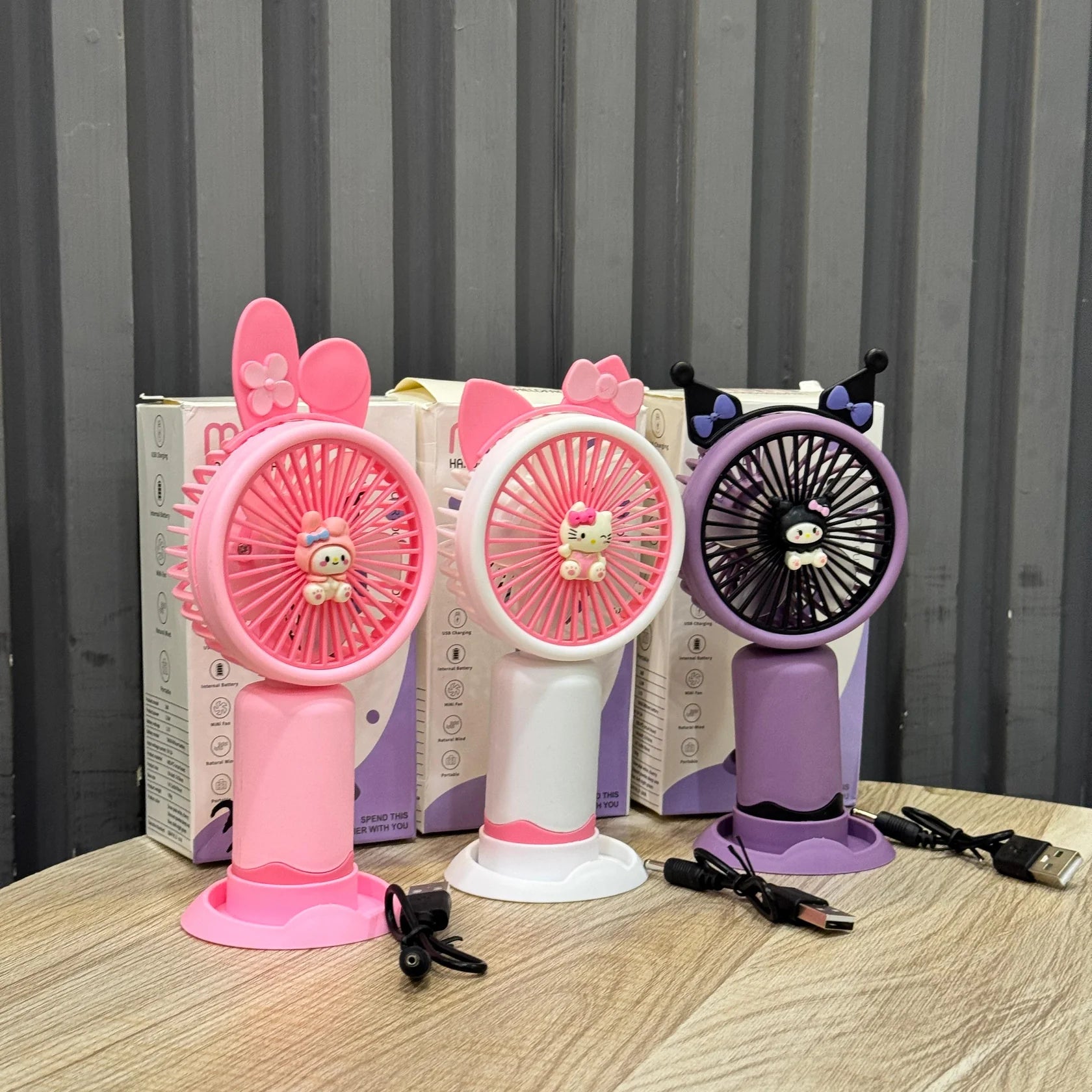 Cartoon USB Handheld Fan – Rechargeable Mini Fan for Kids & Adults!