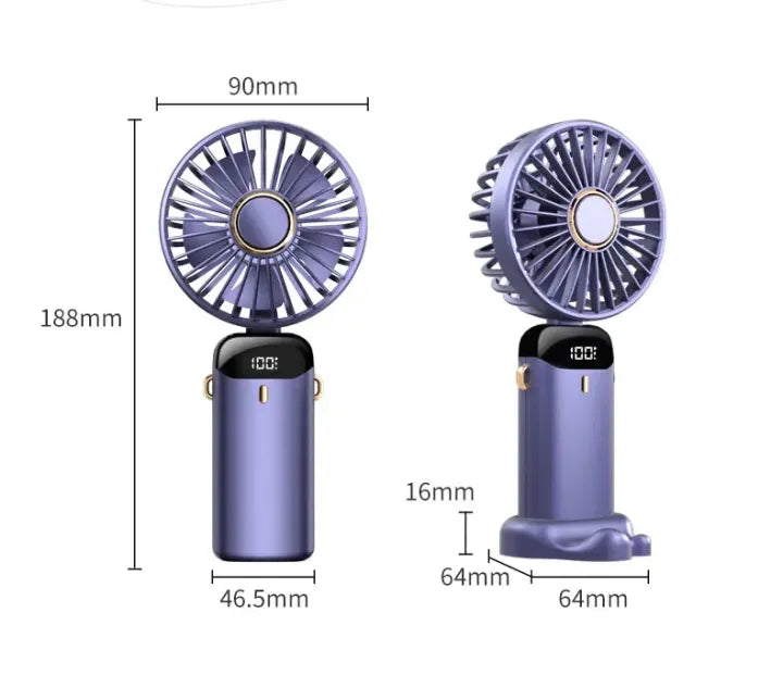 Portable Mini Fan – 1200mAh USB Rechargeable with LED Light!