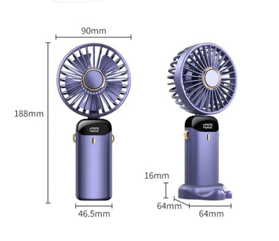 Portable Mini Fan – 1200mAh USB Rechargeable with LED Light!