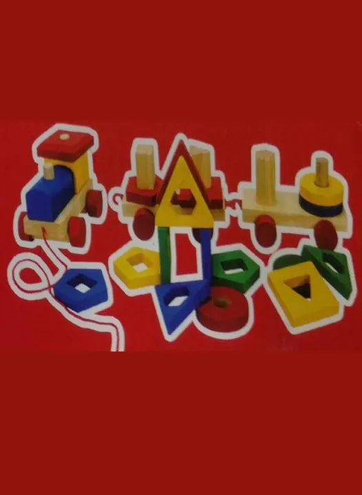 3-in-1 Wooden Train Toy – Shape Sorter & Block Stacker for Toddlers!