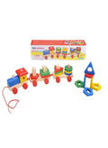 3-in-1 Wooden Train Toy – Shape Sorter & Block Stacker for Toddlers!