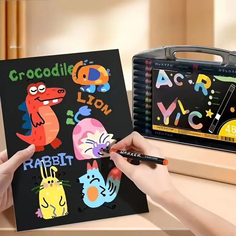 Acrylic Brush Marker Set - Versatile Paint Markers with Flexible Brush Tips