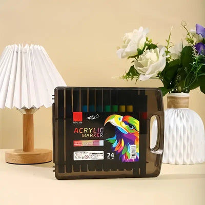 Acrylic Brush Marker Set - Versatile Paint Markers with Flexible Brush Tips