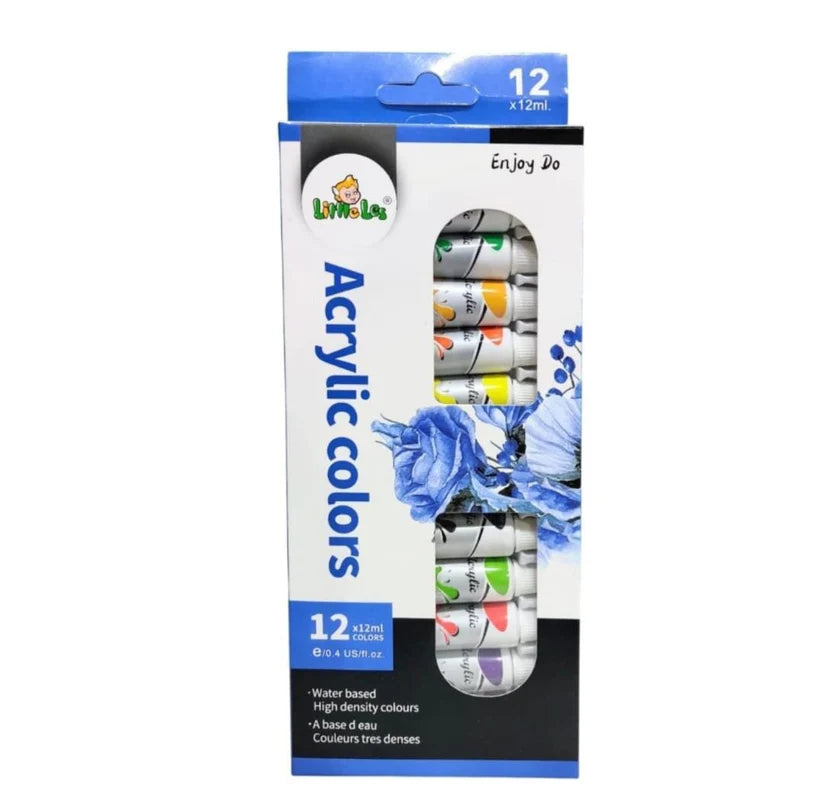 Littles Acrylic Color Set – 12 Tubes (12ml Each) for Vivid Art & Craft Projects!