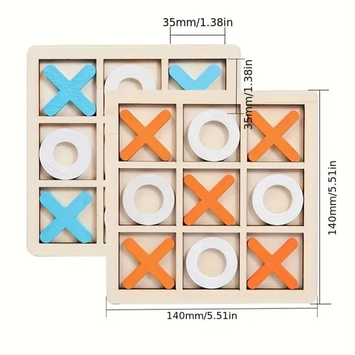 Tic Tac Toe Wooden Puzzle Game – Random Color, One-Piece Fun for Kids!