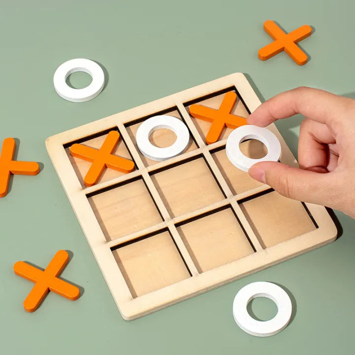 Tic Tac Toe Wooden Puzzle Game – Random Color, One-Piece Fun for Kids!