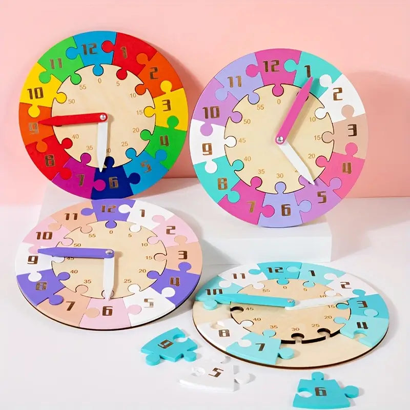 Wooden Educational Clock Puzzle – Time Learning Toy for Kids!