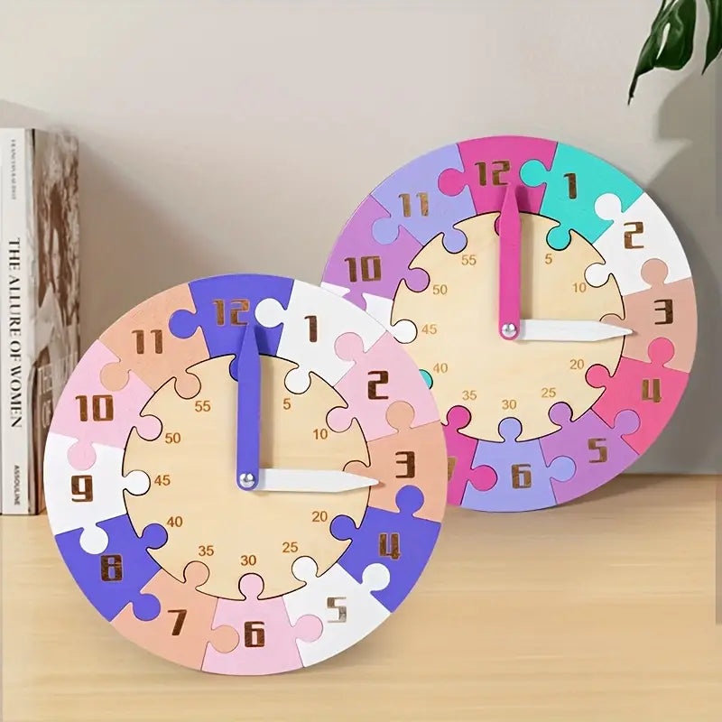 Wooden Educational Clock Puzzle – Time Learning Toy for Kids!