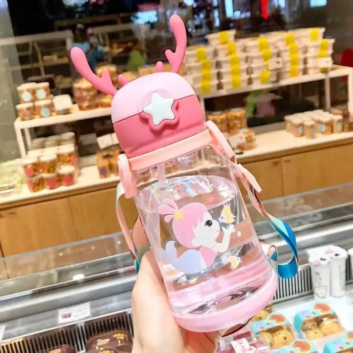 Cartoon Kids Sipper Water Bottle – 600ML BPA-Free, Portable Straw Bottle for School & Outdoor!