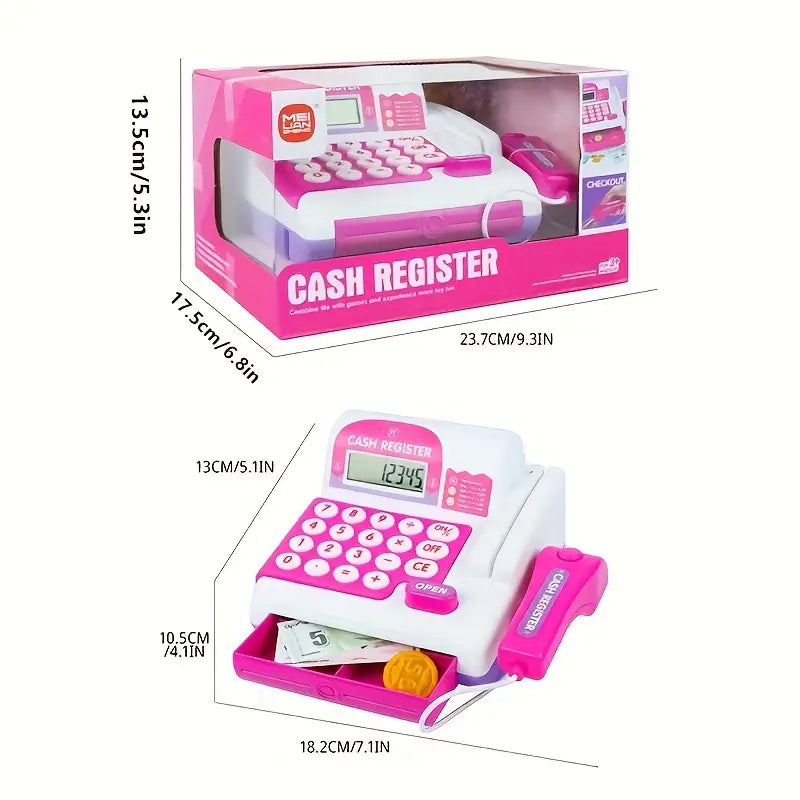 Kids Cash Register Toy - Supermarket Play Set with Scanner, Card Swiper & Play Money - Educational Role-Play Gift for Toddlers & Girls (Ideal for Winter & New Year Gifts)