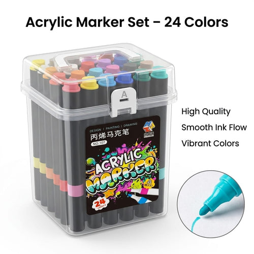 Acrylic Marker Set 12/24/36/48 Colors – High Quality Paint Markers for Art, DIY & Kids | Kidzerma