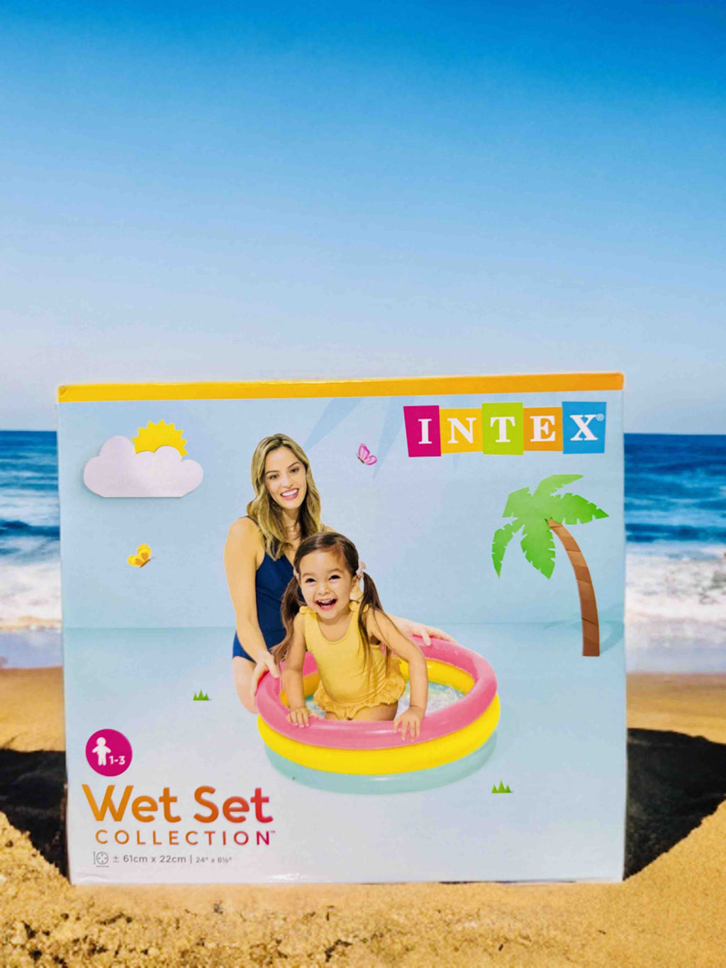 Intex Inflatable Sunset Glow Baby Pool – 3-Ring Colorful Kids Swimming Pool