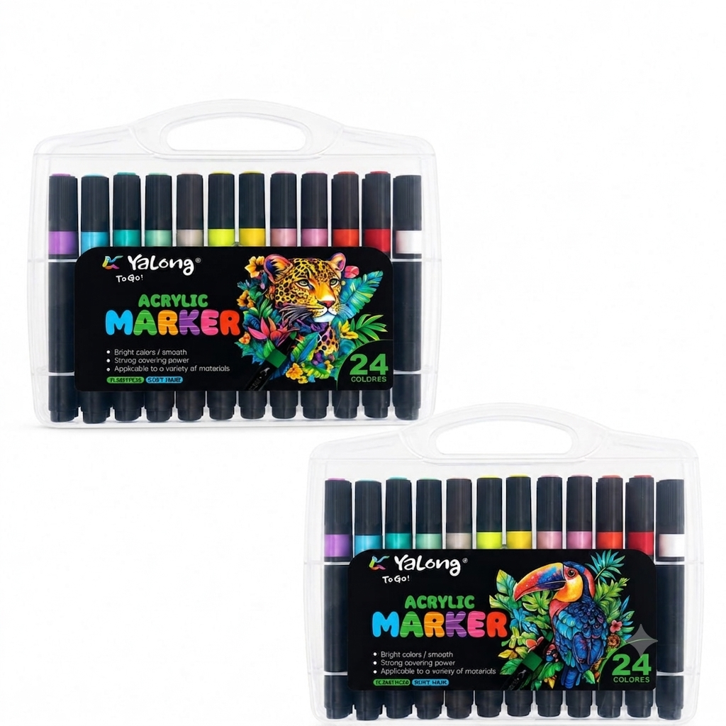 Yalong 24 Colors Acrylic Marker Set | Premium Paint Markers for Canvas, Wood & DIY Art | Kidzermania