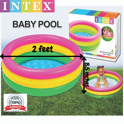 Intex Inflatable Sunset Glow Baby Pool – 3-Ring Colorful Kids Swimming Pool