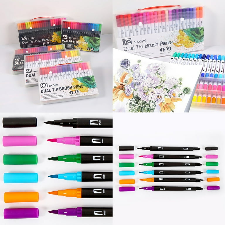 Giorgione Dual Tip Brush Pens Set for Artists & Kids | 12, 24,36,48 ,60 Colors |