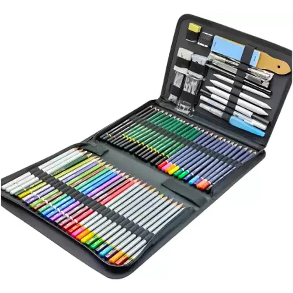 Professional Drawing Art Set – 72-Piece Sketching Pencils, Colored Pencils, and Accessories with Organizer Case