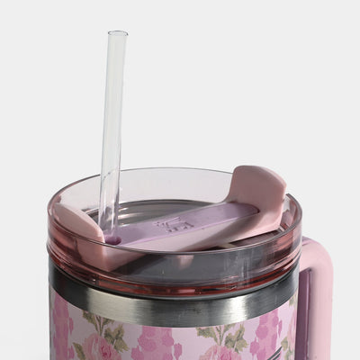 Pink Floral Stanley Quencher H2.0 Tumbler for Kids - 40 oz