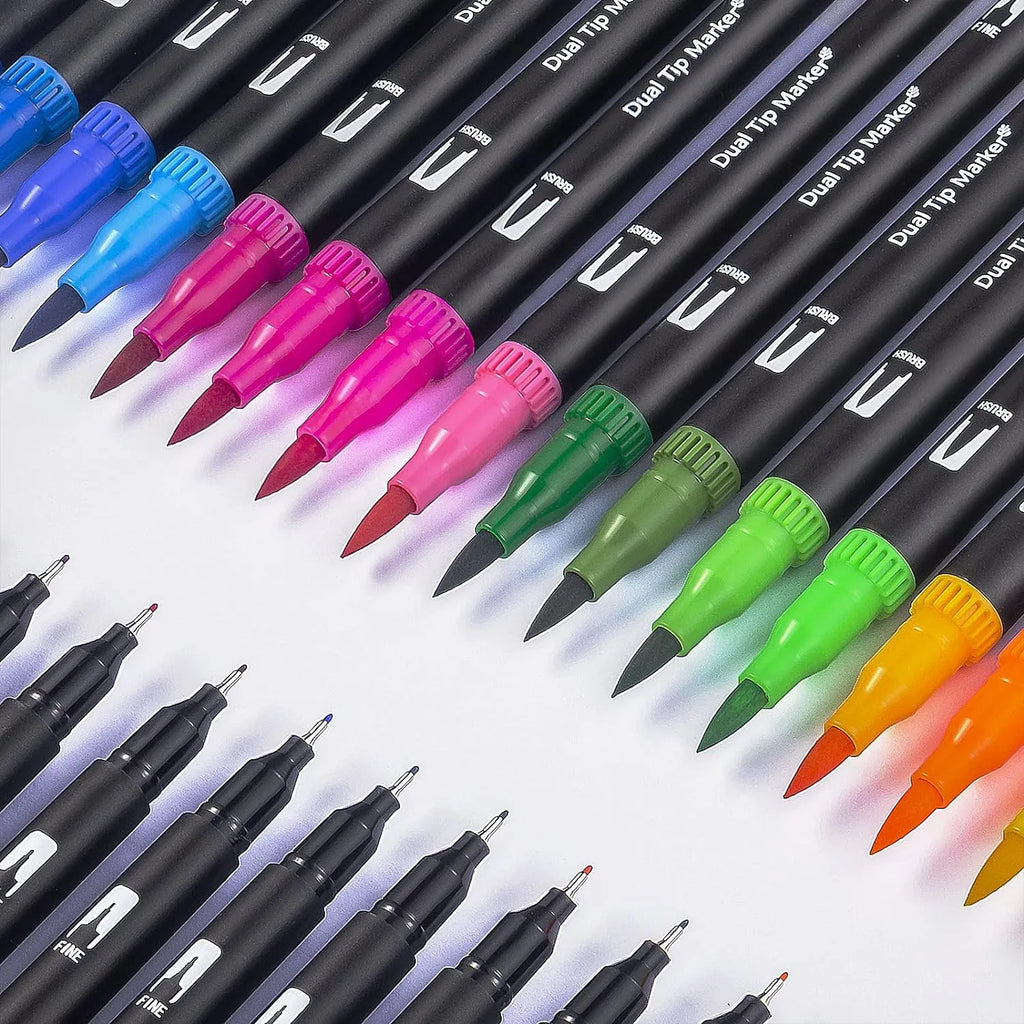 Giorgione Dual Tip Brush Pens Set for Artists & Kids | 12, 24,36,48 ,60 Colors |