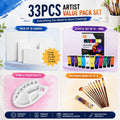 33 PCS Artist Value Pack Set | Complete Acrylic Painting Kit with Canvases, Acrylic Paints, Brushes & Palette