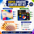 48-Piece Creative Art Kit for Beginners | Includes 18 Acrylic Paints, 10 Brushes & 20-Sheet Sketchbook | Complete Professional Painting Set for Students & Artists