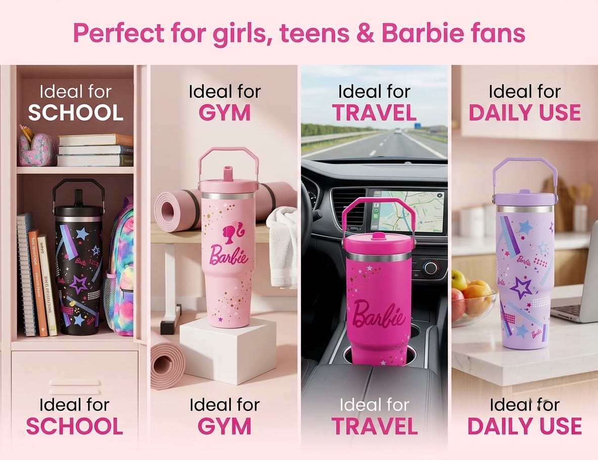Glam Star Print Stainless Steel Tumbler with Straw & Handle - 30oz