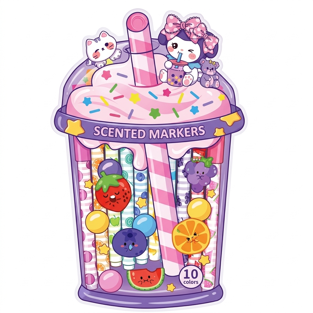 Fruit-Fragrance Marker Set (10 Fun Colors) – Creative Stationery for Kids by Kidzermania
