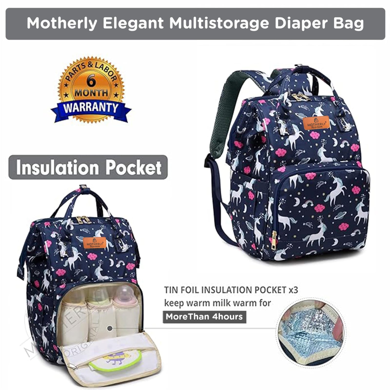 Cute Printed Baby Diaper Backpack – Large Capacity Waterproof Maternity Travel Bag