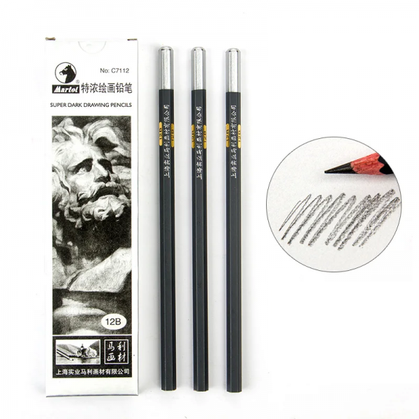 Martol 12B Super Dark Drawing Pencils | Professional Sketching & Shading Pencils for Artists | No: C7112