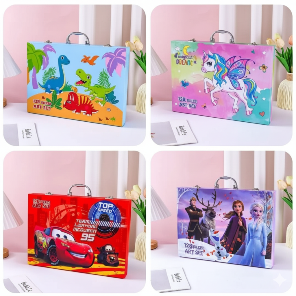 128 piece Kids' Art Sets - 4 Fun Themes!