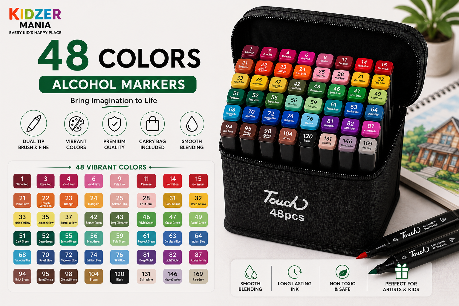 Master Artist's 24,36,48,60,80,100,120,168 Copic Twin Double-Headed Alcohol Ink Markers