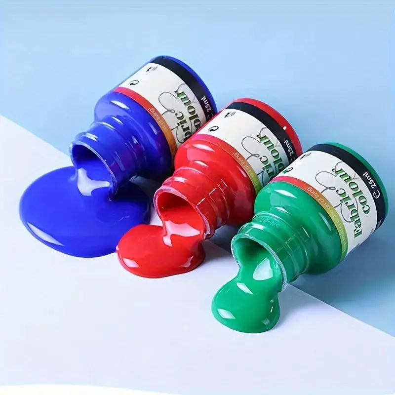 Keep Smiling Fabric Paint Set – 12 Vibrant Textile Colors, 25ml Bottles for Clothing, DIY Crafts & Fashion Designing
