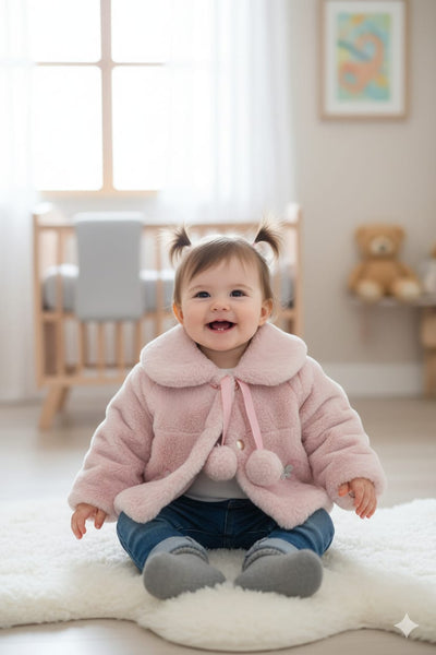 Adorable Baby Girl Soft Pink Fur Jacket ❄️💗
