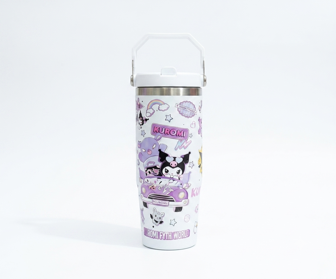 Kuromi Stainless Steel Insulated Water Tumbler with Handle | Leakproof Travel Cup