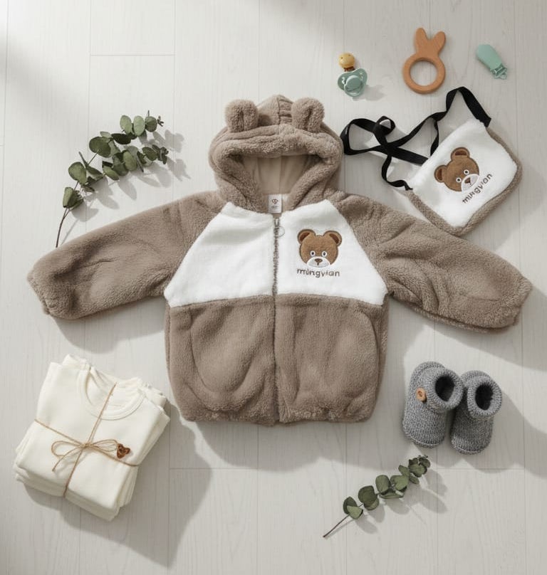 Premium Fleece Baby Bear Hoodie - Ultra-Soft Winter Jacket with Ears