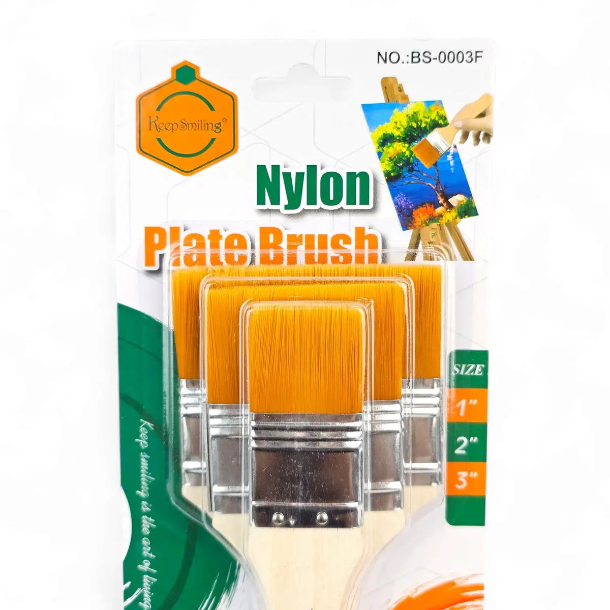 Keep Smiling Nylon Flat Paint Brush Set (3 PCS) | Professional Artist Brushes for Acrylic, Watercolor & Oil Painting