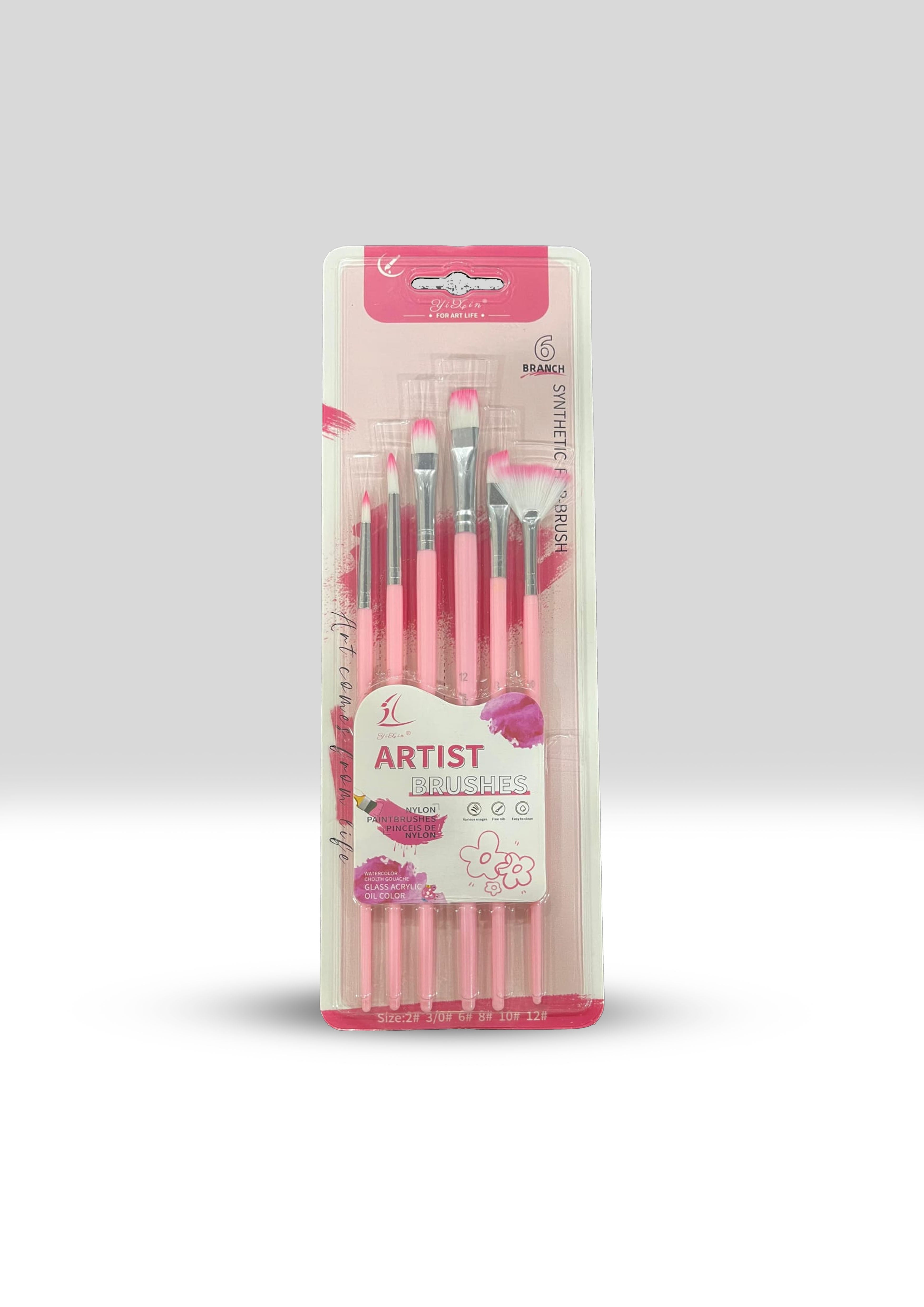 6 PCS Artist Paint Brush Set | Premium Nylon Brushes for Acrylic, Watercolor, Gouache & Oil Painting