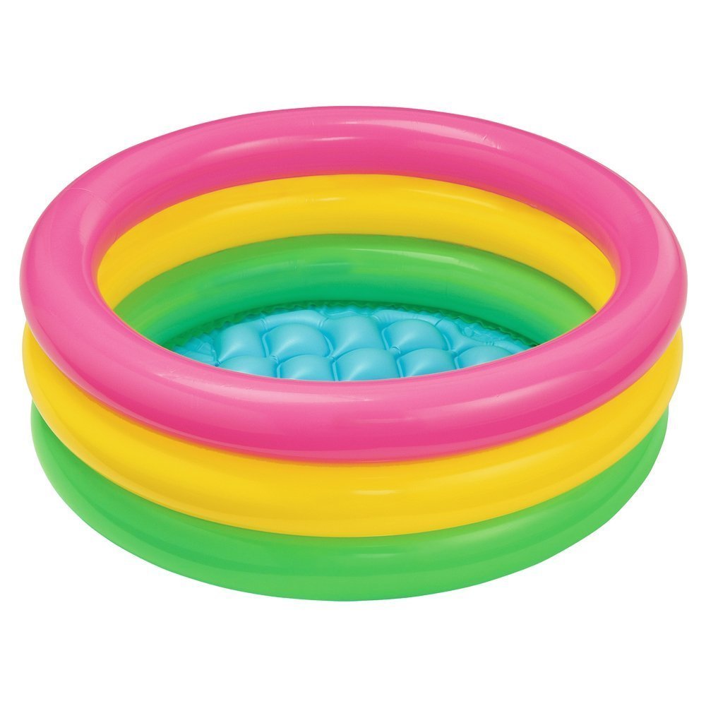 Intex Inflatable Sunset Glow Baby Pool – 3-Ring Colorful Kids Swimming Pool