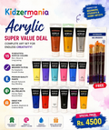 Premium Acrylic Paint Value Set – 15 Colors with 12 Mix Brushes (FREE) | Artist Acrylic Paint Kit